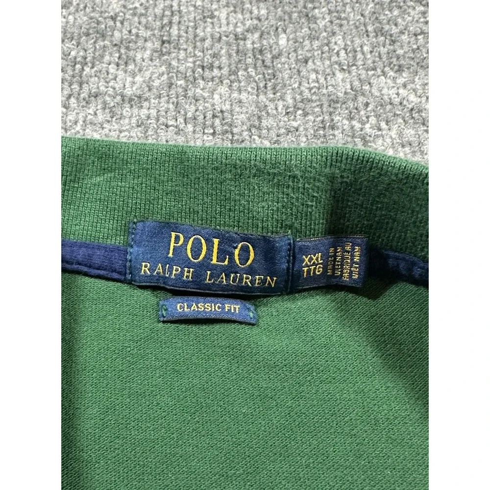 Polo Ralph Lauren Men's XXL Green Blue Striped Rugby Shirt Classic Fit